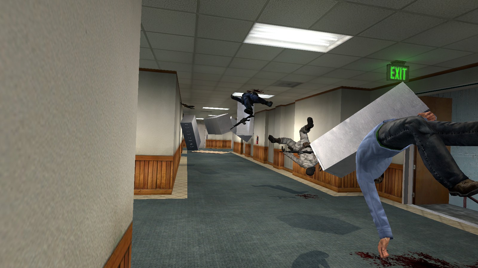Hostages, Terroists, And The Counter Terriosts alike float in this Gmod screenshot